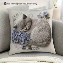 1pc Rabbit & Floral Print Decorative Pillow Cover (Printed Pillow Design), Featuring Cute Rabbit, Chicks And Floral Patterns, Zippered Plush-Like Cushion Cover, Bedroom Decor | Adorable Style | Easter Decor, Machine Washable For All Seasons, Suitable For Bedroom, Living Room, Car, Sofa, Bed, Seat Decoration - Multicolor - View 10