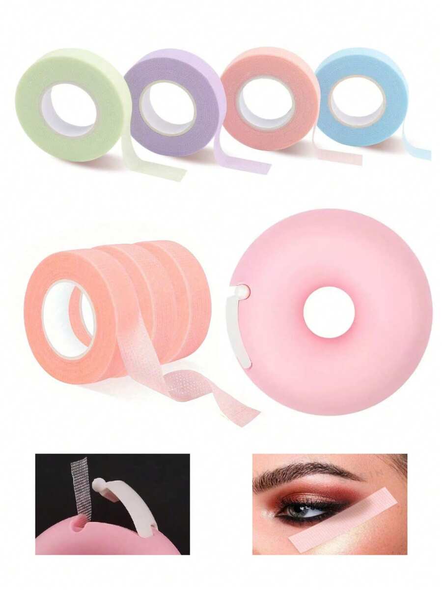 6pcs Eye Shadow Tape, Eye Shadow & Eyeliner Pen Auxiliary Tools, Eye Makeup Auxiliary Tools, Eye Makeup Setting Cream, Eye Makeup Protection Tape, Professional Eyelash Tape, Adhesive Cloth Eyelash Tape, Breathable Micropore Cloth Eyelash Grafting Tape, Eyelash Lifting Tape, Breathable Hypoallergenic Eyelash Isolation Film - Multicolor - View 1