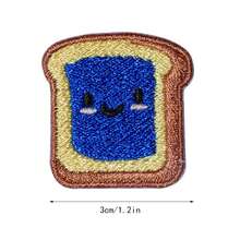 1pc Cute Toast Embroidered Patch, Orange/Blue Color Options, DIY Decor Suitable For Backpacks, Jackets, Hats, Jeans - biru - View 2