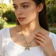 Dây chuyền mặt hình bướm bằng thép không gỉ, khảm vỏ sò và đính đá, dây mảnh mạ vàng dành cho nữ, trang sức thanh lịch hàng ngày. - Vàng - Xem 9