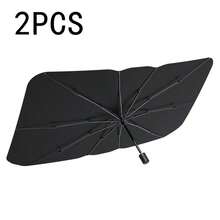 FLYANT Car Accessories Car Windshield Sun Shade Umbrella, Reflects UV Rays And Protects Dashboard From Sun, Foldable Car Shade Front Windshield, Suitable For Various Vehicle Models SUV, Off-Road Vehicle, Truck, Truck, For (55x31 Inches) Car Accessories - 黑色 - 查看 12