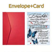 A Paper Greeting Card With Red Envelope, From Mother To Daughter - A Heartfelt Birthday Card With Butterfly Design - A Note Of Love Suitable For Any Occasion - From Mom To Daughter - Multicolor - View 5