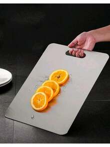 1pc High Quality Stainless Steel Double-Sided Round Cutting Board, Stainless Steel Chopping Board - Thickened Anti-Mold, Easy To Clean, Suitable For Kitchen, Dining Room, Meat, Fruits And Vegetables, Multifunctional And Practical, Minimalist Design - Silver - View 9