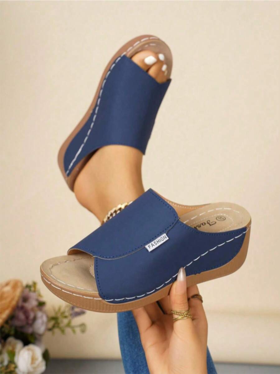 Sandalias de playa de moda para mujer, zapatillas casuales para exteriores - Azul - Ver 1