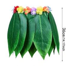 5件套夏威夷风情柔软人造树叶裙套装 - 非常适合服装派对、成人夏威夷主题派对、夏季派对、生日派对和万圣节 - 彩色 - 查看 6