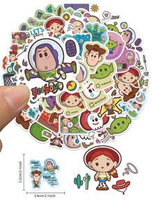 Disney 50 PCS Toy Story Buzz Lightyear & Alien Themed Stickers, Vinyl Stickers For Water Bottles, Laptops, Phones, Scrapbooks, Journals, Gift, School Reward, Office Decor Birthday Party Decorations Scrapbook Supplies Scrapbooking - 1 Set - View 2
