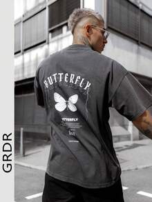 GRDR Men's Casual Printed Round Neck Short Sleeve T-Shirt, Summer - Dark Grey - View 1