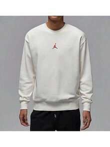 Nike Men's JORDAN Sports Casual Round Neck Sweatshirt Pullover - White - View 2