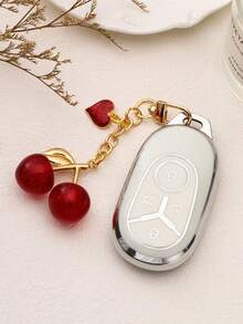 1pc Unique Shiny New Cherry-Shaped Pendant, Keychain Pendant, Cherry-Shaped Buckle Decor Keychain, Suitable As Bag Accessory, Suitable For Women's Handbags And Accessories As Decoration, Car Keychain, Charming Key Ring, Jewelry Gift, Car Accessory, Suitable For Girls, Female College Students And Office Women As Decoration. It Is An Ideal Choice For Gifts To Friends, Christmas Gifts, Halloween Gifts, Valentine's Day Gifts, New Year Gifts. - Fiery Red - View 7