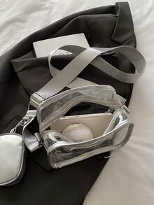 2pcs Transparent Bag Set With Coin Purse, Waterproof Clear Mini Square Bag, PVC Crossbody Bag With Large Capacity For 2026 - Silver - View 5