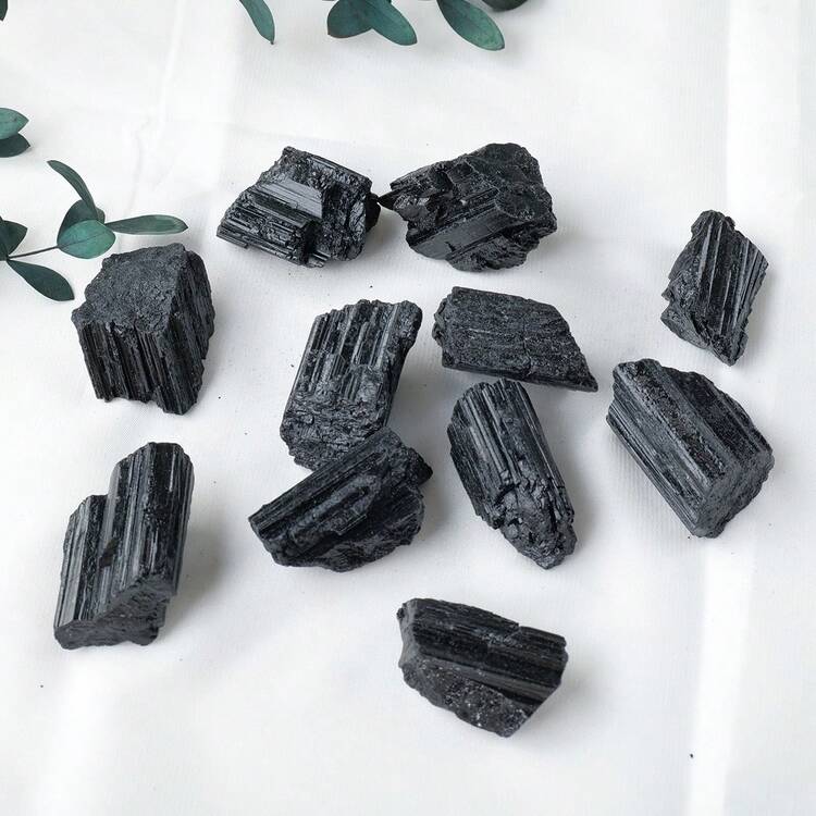 1pc Natural Black Tourmaline Jet Stones Raw Ore Irregular Crystals Divination Mineral Specimen Eliminate Magnetism Fathers Dad Christmas Gift - Black Tourmaline Rough Stone - View 4