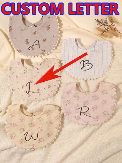 1pc Customized Embroidered English Letter Baby Bib, Decorative Drool Cloth, Baby Gift For Boys And Girls