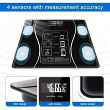 Home Weighing Scale With A LargeIC Scrcen, Highiy Acaurate And Nteligeont, On Essential Bectronic Scalefor Bathroms, Bedrooms Living Roms, Nd Gyms Suiable For Weight Management Fitnes Tacking, And As A Hoiday Gft - Black - View 5