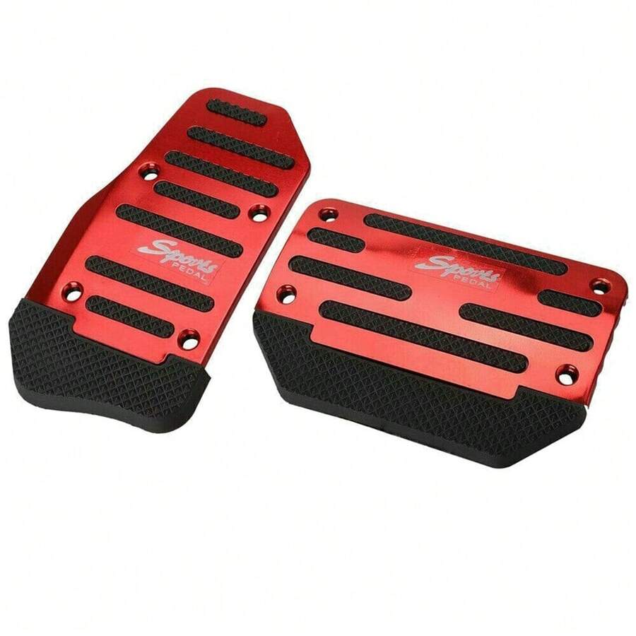 Universal Red Gas Accelerator Pedal And Brake Pedal Cover Foot Pad Non-Slip For Automatic Transmission Car - A - View 1