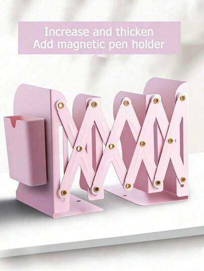 1 pieza Organizador de escritorio expandible con soporte para bolígrafos, conveniente para almacenamiento y organización en el escritorio de la oficina y el escritorio de estudio, adecuado para estudiantes de secundaria, con clip para libros, diseño plegable fijo, taza retráctil para bolígrafos, sencillo y práctico, fácil almacenamiento y organización en el escritorio