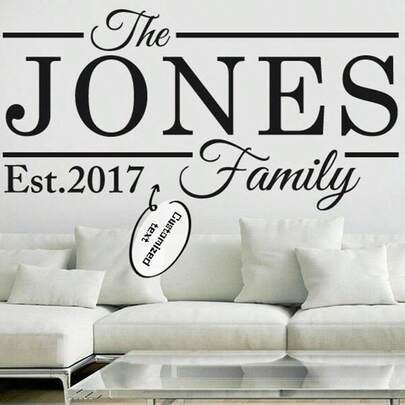 Customizable Family Last Name Wall Decal - Personalizable Established Date Vinyl Sticker For Entryway & Living Room Decor
