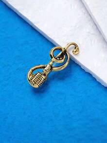 Fashionable Creative Microphone & Music Note Brooch, Unique Design Lapel Pin, Suit/Coat Decor Accessory - Gold - View 2