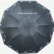 1pc Random Floral Pattern Umbrella, 10 Ribs Black Coating Sunshade Umbrella, Printed Umbrella, Large Dual-Use Rain & Sun Protection Umbrella, Outdoor, Garden, Travel Essentials, Portable Essentials, Beach Essentials, Graduation Season, Commencement, Graduation Ceremony, Graduation Gift - Multicolor - View 19