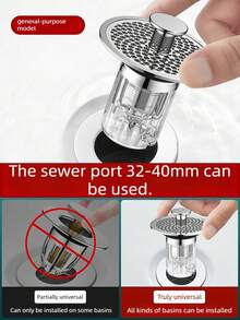 Brass Pop-Up Sink Drain, Press Type Drain Stopper Suitable For Bathroom Sink, Universal Pop-Up Drain Replacement, Anti-Leakage Sink Strainer - Multicolor - View 3