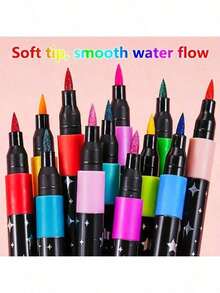 12/24/36/48支装 新款单色闪光笔 手绘单色毛笔 粗头软头 不褪色珠光闪光笔 彩色绘图荧光笔 圣诞涂鸦笔 圣诞礼物 新年礼物 返校季 返校用品 学校用品 办公用品 文具用品 办公桌配件 - 彩色 - 查看 5