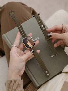 1条女士时尚真皮表带，兼容 38mm 40mm 41mm 42mm 44mm 45mm 46mm 49mm，星光色、黑色、白色、黑棕色、深棕色、浅棕色可选，兼容 Series Ultra 3/2/1 11 10 9 8 7 SE3 6 5 4 3 2 1，时尚智能表带，兼容表带 - 38/40/41/42mm(S10/S11) - 查看 15