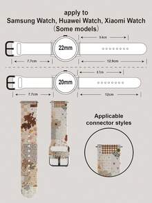 1条不对称棕白花卉拼接柔软弹性透气替换表带，适用于三星、荣耀智能手表，尺寸可选38mm、40mm、41mm、42mm、46mm、45mm、44mm、49mm；休闲花卉图案硅胶表带，适用于苹果手表Ultra SE/11/10/9/8/7/6/5/4/3/2/1；节日礼物 - 彩色 - 查看 15