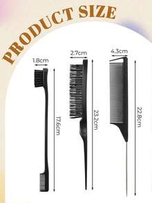 ikt 75g Hair Wax Stick, Straightening Brush, Side Brush And Tail Comb Styling Tool Set - Hairline Shaping, Flyaway Control And Wig Styling - Multicolor - View 6