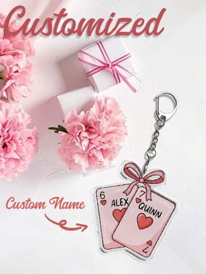 1pc Customizable Keychain, Couple Photo, Valentine's Day Gift, Your Photo, Personalized Name Keychain, Suitable For All Seasons, Valentine's Day Commemorative Keychain