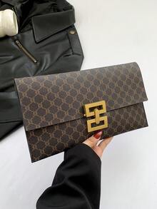 简约别致优雅手拿包，新款时尚休闲女士腋下信封手提包 - 咖啡 - 查看 6