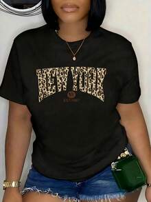 Camiseta mujer estilo vintage New York, ropa casual para diario y salidas nocturnas - Negro - Ver 1