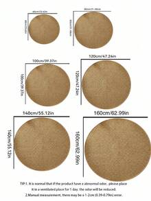 1pc, Machine Washable Premium Faux Sisal Round Decorative Rug, Faux Cat Paw Design, TPR Non-Slip Bottom, Anti-Slip, Wear-Resistant, Foldable And Easy To Store, Living Room Rug, Coaster, Available In Various Sizes, Bedroom Rug, Bedside Rug, Bathroom Rug, Simple Stylish And Elegant, Suitable For Various Scenes And Daily Use, Theme Party, Suitable For Kitchen, Bathroom, Living Room, Dining Room, Study, Bedroom And Other Entryway Decor - Camel - View 8