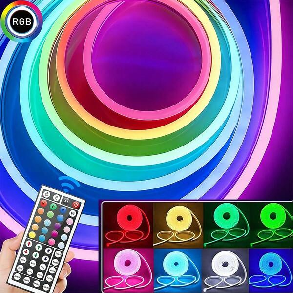 Tiras de luces de neón RGB flexibles alimentadas por USB con control remoto, ideales para juegos y decoración de dormitorios