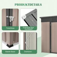 8x4ft Metal Garden Shed With Sturdy Metal Foundations, Weatherproof, Ideal For Garden And Patio, Spacious Brown Garden Shed – Foundation Frame Included (Base Plate Required) - A - View 7