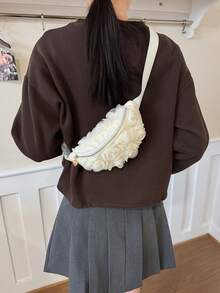 1 件装时尚花卉 3D 拉链斜挎胸包，休闲背包，适合所有季节日常使用 - A - 查看 6