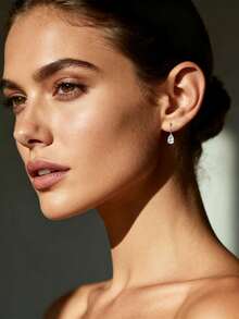 XUJIA 1 Pair Women's Minimalist 925 Sterling Silver Moissanite Earrings, 6x9mm*2pcs Pear Cut Moissanite Earrings, Elegant Teardrop Earrings, Wedding Bride Anniversary Gift - EMO-680 - View 4