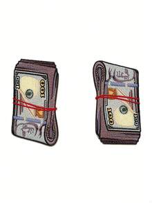 1 片厚实脏钱图案布贴，数百个蓝色本杰明·富兰克林刺绣熨烫布贴 - 彩色 - 查看 9