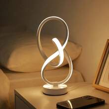 1pc Modern Minimalist Twist 8 Shape Desk Lamp, 3 Color Changing, Suitable For Creative Decor, Mood Lighting, Living Room, Bedroom, Dining Room, Bedside Lamp - 插電三色款 - 查看 2