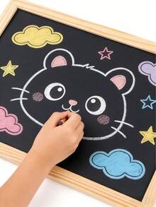 Wooden Frame Small Chalkboard, Single-Sided Wall-Mounted Blackboard, Writing Board, Message Board, Menu Board, Children's Doodle Board, Non-Magnetic - Multicolor - View 4