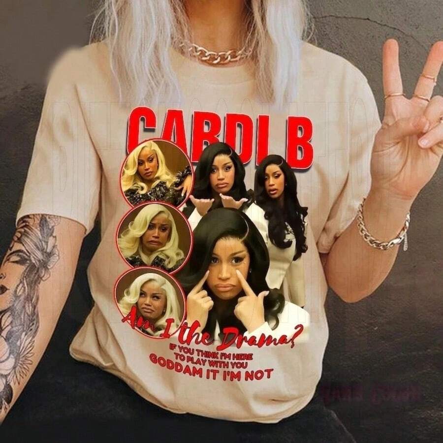 CardiB Am I The Drama Fans Art Shirt - trắng - Xem 1