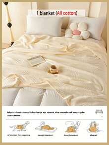 1 chiếc chăn gạc dệt kiểu waffle mềm mại và thoải mái mới - 100% cotton nguyên chất, thân thiện với da, màu trơn, thích hợp cho giường, ghế sofa, gối - Hoàn hảo để thư giãn và ôm ấp. - Khẽ dệt nên những từ ngữ màu mơ trắng tinh khôi. - Xem 6