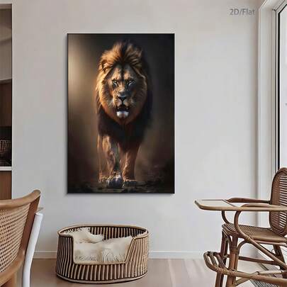 1pc Majestic Angry Lion Canvas Art Printed Posters, Modern Wall Arts Decoration Paintings, Modern Wildlife Theme Decorations, Suitable For Bedroom, Living Room, Office, Study, Kitchen, Bathroom, Corridor, Dormitory, Apartment Wall Decoration And Home Decoration, Is An Ideal Gift For Friends