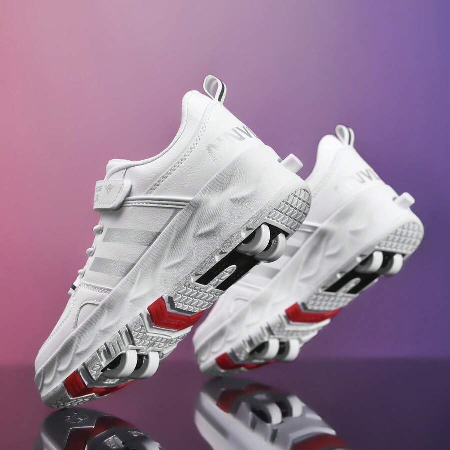 Sepatu Roda Remaja dengan Roda, Sepatu Sneaker 4 Roda yang Dapat Diubah, Sepatu Roda Inline yang Dapat Dilepas, Hiburan Modis untuk Anak Laki-Laki dan Perempuan