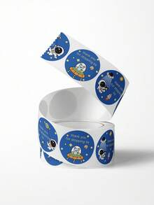 1 Roll Blue Astronaut & Alien Stickers, Non-Curling Self-Adhesive Sticker - Multicolor - View 9
