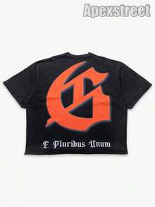 Godspeed Tee  "Orange Sunset", 100% Cotton Printed T-Shirt, High Quality Thick Heavyweight, New Autumn Fashion For Men, Premium Cotton Fabric, Suitable For Street Style, Machine Washable, Daily Gift - 黑色4 - 查看 8
