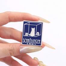 1PC Creative Cat Science Brooch Quantum Physics Experiment Metal Badge Schoolbag Pin Accessory - Blue - View 2