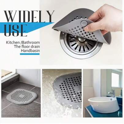 硅胶毛发收集器，适用于水槽和淋浴房，防堵塞排水过滤器，多孔设计，防异味，浴室和厨房排水保护器，易于清洁，适用于浴缸、淋浴房、水槽，防止堵塞，保持排水畅通，材质柔韧，穿孔设计，1个装