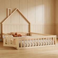 Kids Bed Frames, Headboards & Footboards - Natural + Pine + 140cm*200cm - View 1