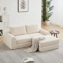 Sofas & Couches - Beige + Corduroy + 2 Seat + Modern - View 2