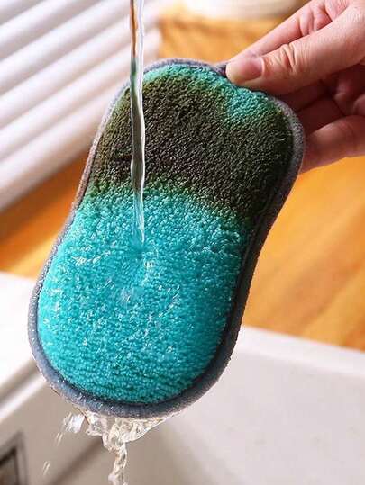 10pcs Of Microfiber Kitchen Sponges In Different Colors, Reusable Double-Sided Stainless Steel Cleaning Pads, Soft Cleaning Brushes, Suitable For Pots, Pans, And Dishes, Available In Various Styles And Colors.