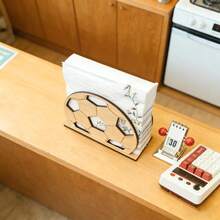 Fotbollsformad servetthållare, träservetthållare för bordsbruk, lämplig för hem och fest - Multifärgad - Visa 6